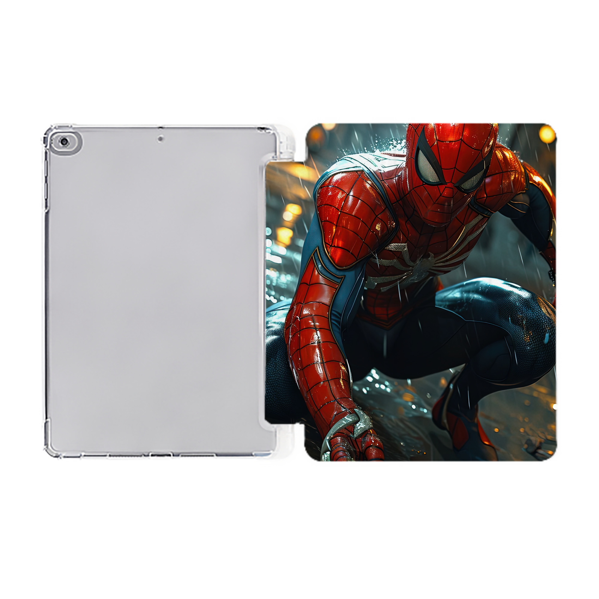 （画像用） Spider Man スパイダーマン IPad ケース ペン収納付き 三つ折りスタンド PUレザー×シリコン 対応機種9.5/10.5/10.9インチ